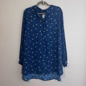 Anne Klein Blue Floral Blouse
